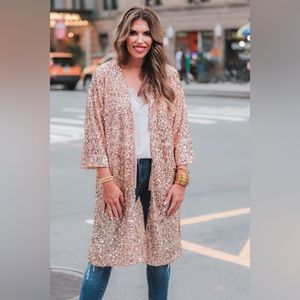 Rose Gold Sequin Duster Kimono - various sizes: S/M, L/XL, 2X/3X Boutique Brand